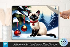 Siamese Kitten with Christmas Ornament Cutting Board PNG Product Image 1