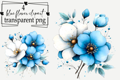 Whimsical Blue flower clipart Watercolor PNG Product Image 1