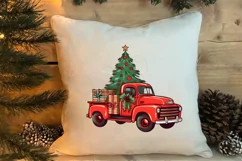 Red Christmas Truck Sublimation Clipart, Christmas PNG Product Image 4