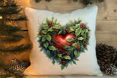 Christmas Hearts Watercolor Clipart, Christmas PNG Product Image 4