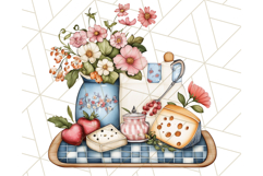 Blue Cottagecore Kitchen Clipart, Vintage Country Floral Png Product Image 4