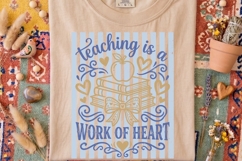 Teaching Is A Work Of Heart Png, Retro Striped Teacher Png. Product Image 3