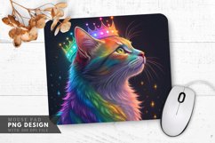 Glowing Rainbow Cat Majesty Mouse Pad PNG Design Product Image 1