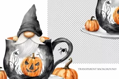 Watercolor Halloween gnome in tea mug, Gnome PNG Product Image 4