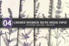 Lavender Botanical Sketch Digital Paper Product Image 1