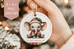 My First Christmas Elephant Sublimation PNG Product Image 1