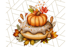 Fall Donut Clipart PNG, Autumn Donuts With Pumpkins Product Image 4