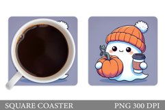 Cute Ghost Coaster Design. Halloween Coaster Sublimation Product Image 1