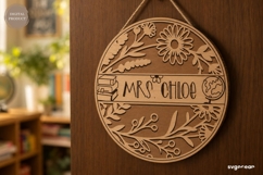 Floral Teacher Door Sign SVG | Teacher Gift | Laser Cut Product Image 4