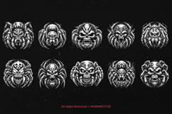 10 Bundle Dark Art Scary Spider Skull insect Tattoo Clipart Product Image 6