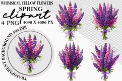 Whimsical Yellow Flowers Spring Clipart PNG Product Image 1