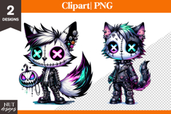 Creepy Cute Halloween clipart, Halloween Scary cute Fox Cat Product Image 1