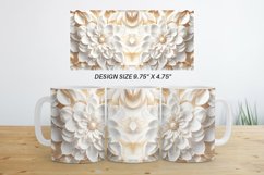3D White Flowers Mug Wrap | Sublimation Coffee Cup Product Image 6