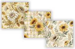 Sunflower Toile Digital Paper Pack, Vintage Floral Toile Product Image 3