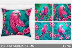Parrot Pillow Design. Parrot Sublimation Product Image 1