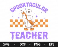 Spooktacular Teacher svg, Halloween shirt, Retro svg, Ghost Product Image 5