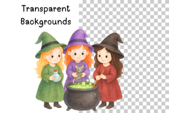Watercolor Witch Clipart Set Cute Magical Witches, Animals Product Image 4