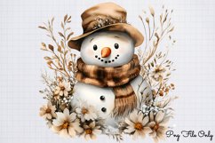 Watercolor Snowman Christmas Clipart PNG Product Image 1