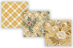 Mustard Toile Digital Paper Pack, Vintage Floral Toile Product Image 4
