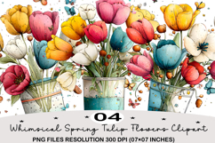 Whimsical Spring Tulip Flowers Clipart Spring PNG Product Image 1