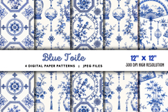 Blue Toile Digital Paper JPG Product Image 1