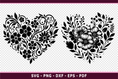 Rose Heart SVG, Floral Heart SVG, Boho Flower Heart SVG, Product Image 4