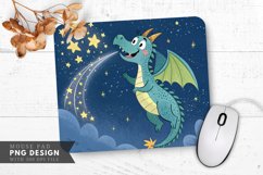 Starry Night Mischief Playful Dragon Mouse Pad PNG Design Product Image 1