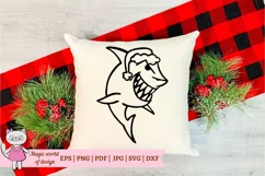 Christmas Shark with Santa hat svg, hand drawn Product Image 6