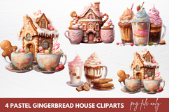 Pastel Gingerbread House Clipart Sublimation Product Image 1