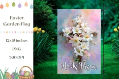 He Is Risen Garden Flag Design, Christian Cross PNG Product Image 1