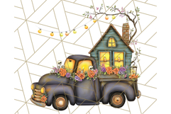 Halloween Cottagecore Truck PNG Clipart, Fall Style Clip Art Product Image 4