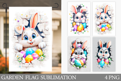 Easter Bunny Garden Flag.Easter Garden Flag Sublimation Product Image 1