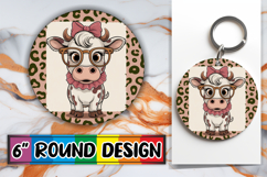 Timeless Round Keychains PNG, Cute Cow Product Image 1