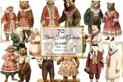 Bears in Folk Costumes Clipart, Cosplay Bears in Clothes PNG Product Image 5