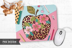Leopard And Floral Apple Design Mouse Pad PNG Design Product Image 1