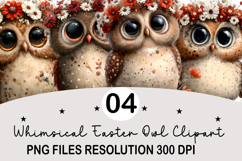 Whimsical Easter Owl Clipart Watercolor Easter Bunny Product Image 1