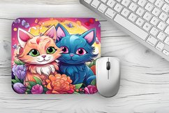flower cat Mousepad PNG, Animal Mousepad Sublimation Designs Product Image 1