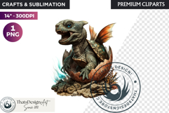 Cute Baby Dragon in a egg Clipart, dragon egg, Fantasy PNG Product Image 1