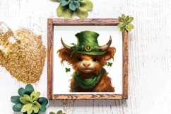 St Patricks Day Highland Cow Clipart, Highland Cow Clipart Product Image 4