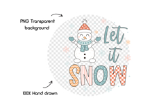 Let It Snow Png, Retro Christmas Snowman Svg, Holiday Vibes Product Image 4