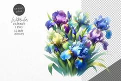 Irises clipart, Flowers clipart, Flowers sublimation Product Image 1