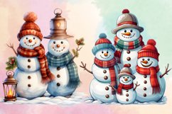 Snowman Family Watercolor Clipart Bundle, Christmas Clipart Product Image 5