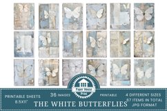 White Butterflies Junk Journal Paper Pack Product Image 4