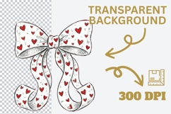 Valentine&#039;s Day Coquette Bow PNG, Red Heart Valentine&#039;s Product Image 4