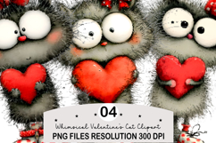 Whimsical Cats Valentine's Day Clipart, Valentine's Day PNG Product Image 1