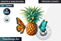 Vibrant Butterfly with Fruit PNG, Tropical Summer Clipart Product Image 1