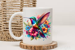 Vibrant Hummingbird PNG, Colorful Botanical Sublimation Product Image 3