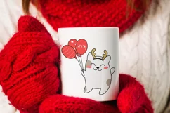 Cute kawaii cat with red balloons. Sublimation PNG. Product Image 2