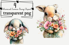 Whimsical Summer Bunny Clipart Watercolor PNG Product Image 1