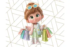 Kawaii City Girl PNG Clipart, Soft Dreamy Style Clip Art Product Image 4